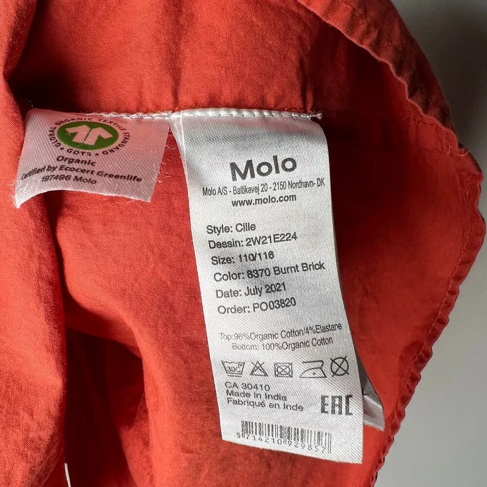 Molo Orange Ruffle Dress Girls Size 5